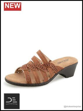 JBU Juna Casual Wedge Sandals Faux Leather Memory Foam Slip On